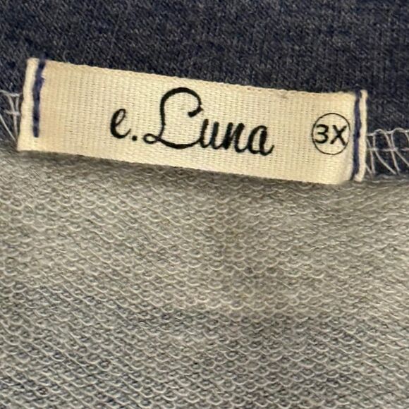 E. Luna Knit Pullover Stripe and Polka Dot Peplum Hem Top, NEW! Size 3X - Picture 6 of 7